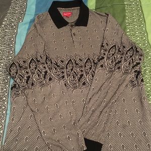 Supreme L/S Paisley Polo B/W XL